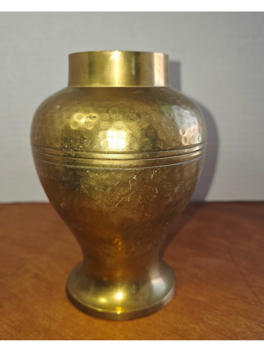 Vintage solid brass hammered Ginger pot
